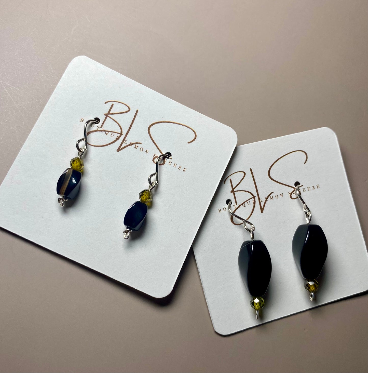 Riya Black Agate Earrings